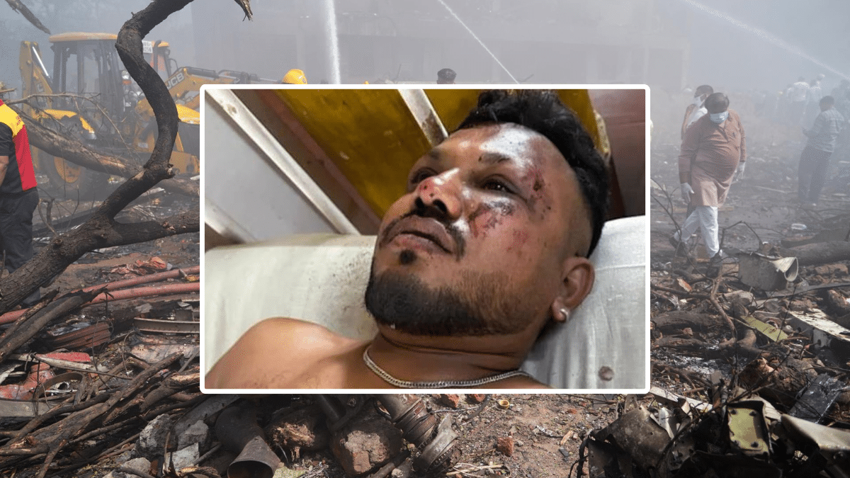 Vishwash Kumar Ramesh, único superviviente del accidente de Air India, Hospital Civil de Ahmedabad.