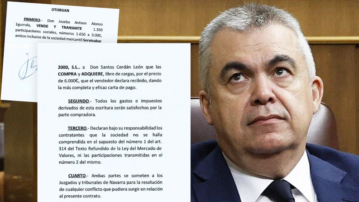 El documento firmado por Santos Cerdán que lo vincula con la empresa