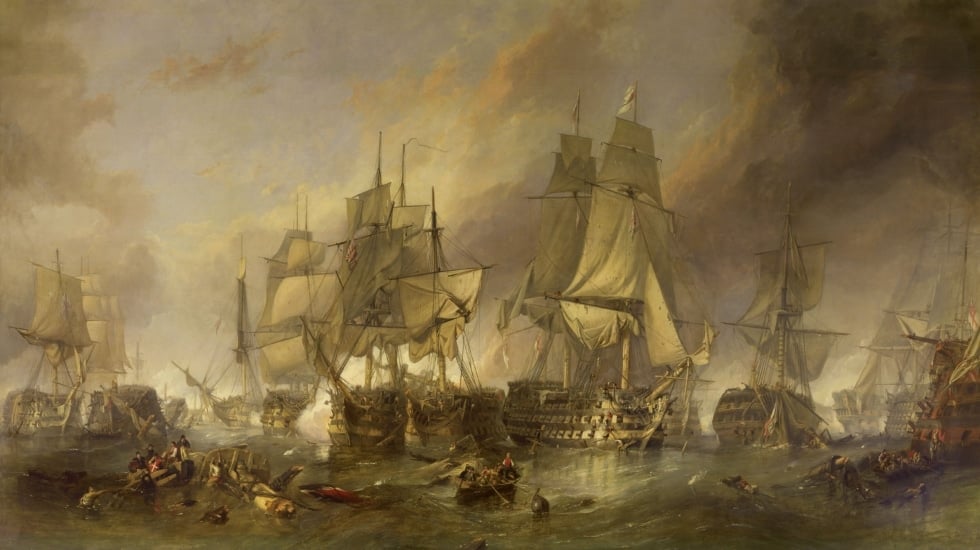 La bandera que sobrevivió a Trafalgar sale a subasta con metralla aún incrustada 