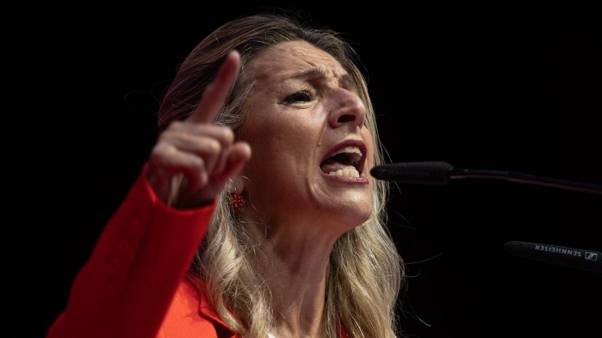 La vicepresidenta segunda y ministra de Trabajo, Yolanda Díaz, interviene durante la clausura del 13º Congreso Confederal de CCOO en Madrid