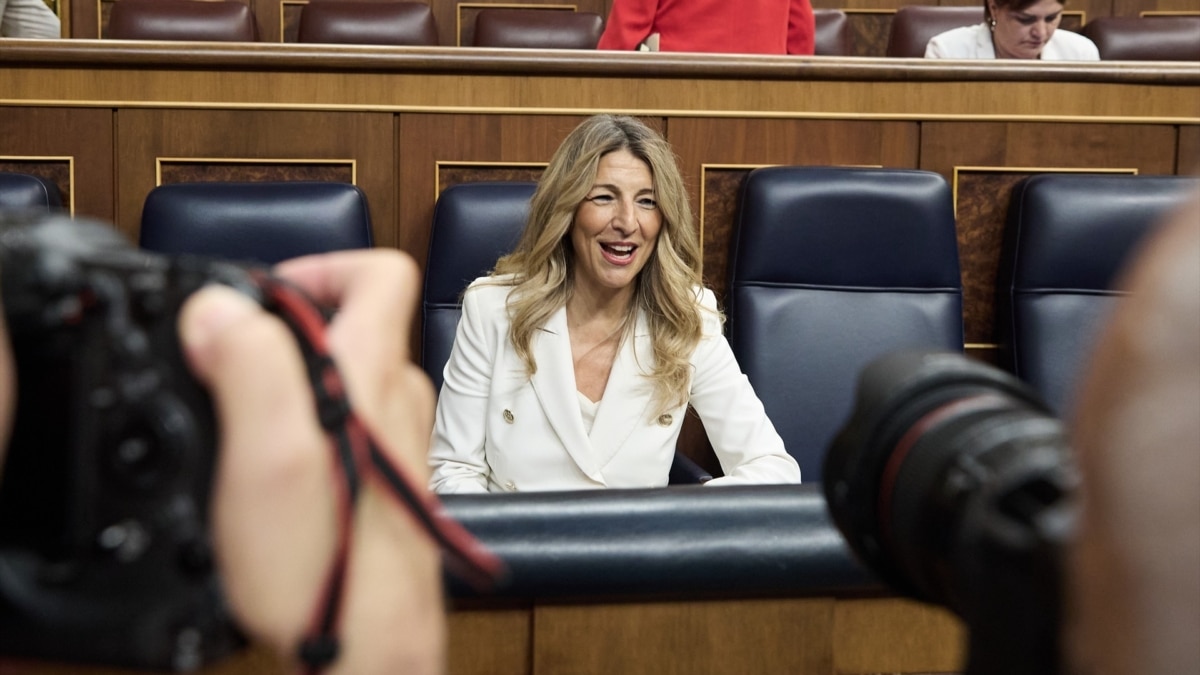 La vicepresidenta segunda del Gobierno, Yolanda Díaz, en el último control al Gobierno del Congreso en este ciclo de sesiones, este miércoles
