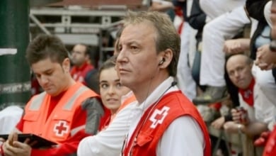 José Aldaba, de Cruz Roja Navarra que murió en enero, el más recordado en el primer encierro de San Fermín