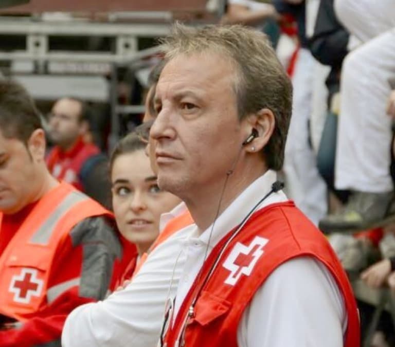 José Aldaba, de Cruz Roja Navarra que murió en enero, el más recordado en el primer encierro de San Fermín