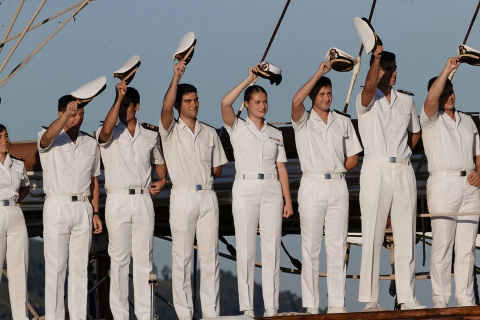El buque escuela Juan Sebastián de Elcano, con la princesa Leonor a bordo