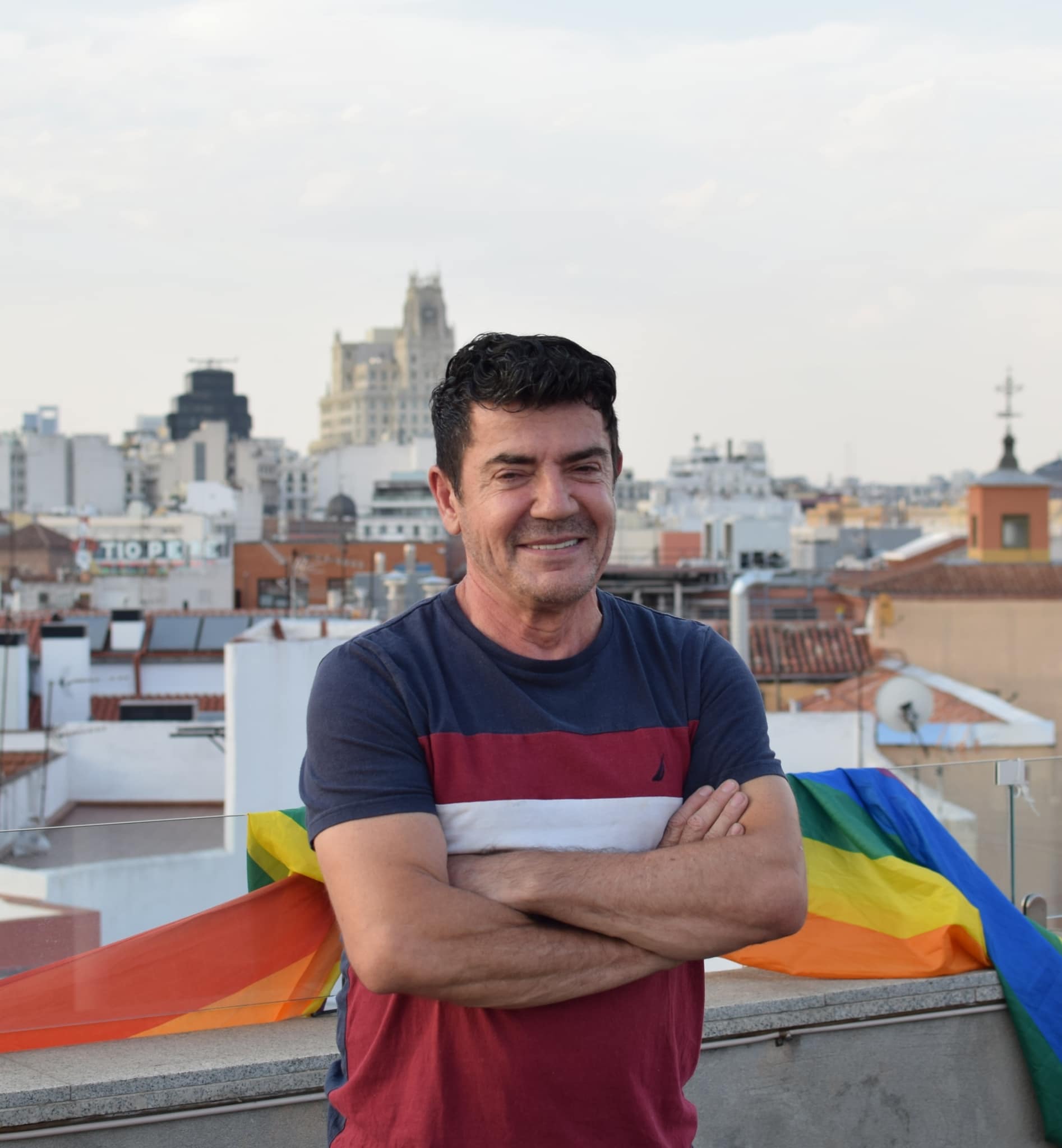 Cristóbal Santos Arrate en lo más alto de su torreón en Madrid.