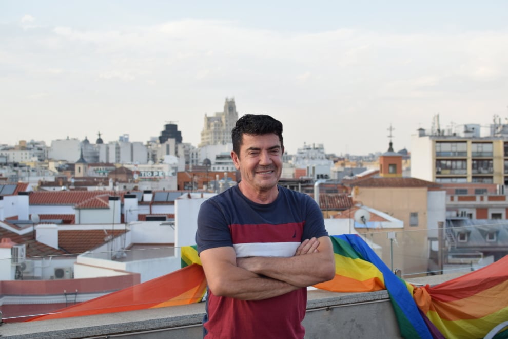 Cristóbal Santos Arrate en lo más alto de su torreón en Madrid.