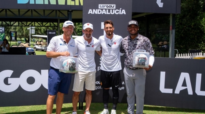 LaLiga participa en LIV Golf Andalucía con un circuito de FootGolf inaugurado por Figo y Aduriz