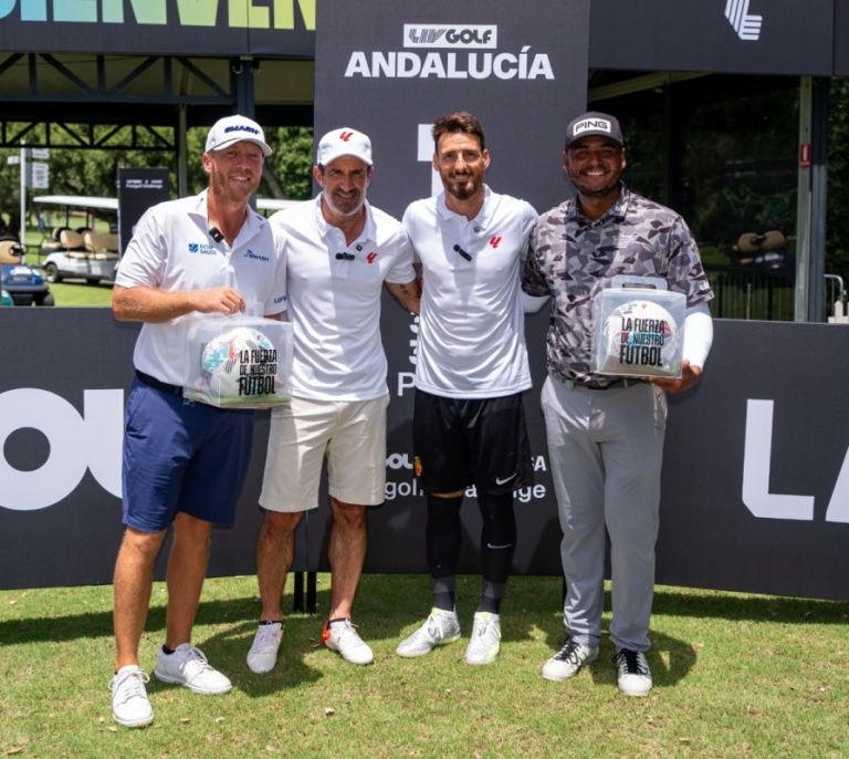 LaLiga participa en LIV Golf Andalucía con un circuito de FootGolf inaugurado por Figo y Aduriz