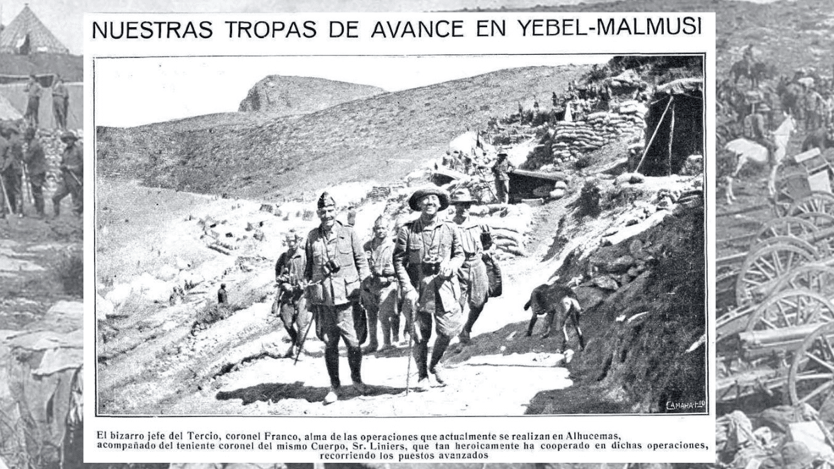 El entonces coronel Franco durante la guerra del Rif, en un recorte de prensa de la época.