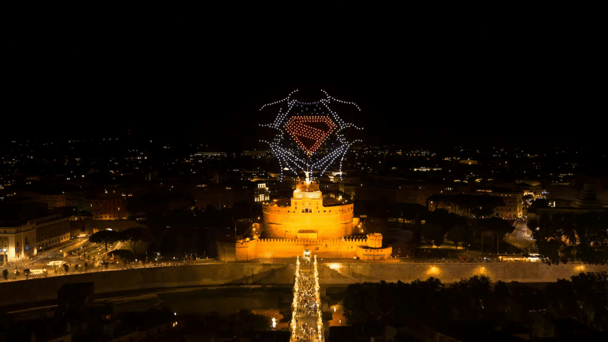 Imagen del espectáculo de drones realizado en Roma