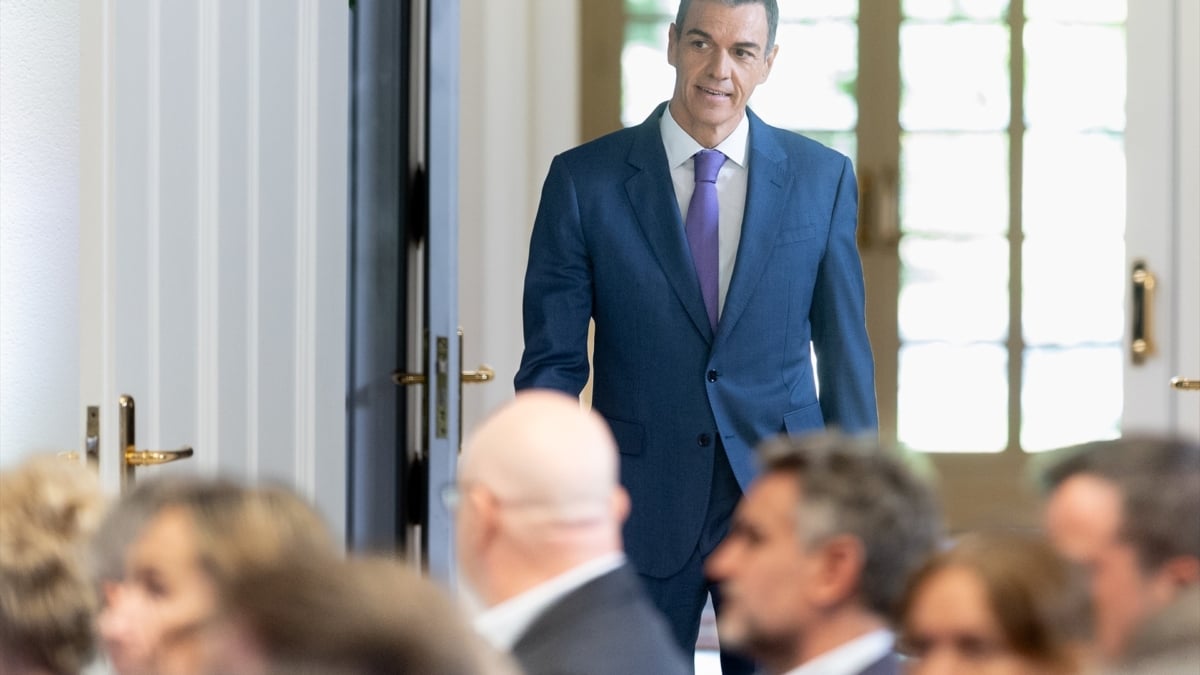 Pedro Sánchez, en La Moncloa para su discurso de fin de curso político.