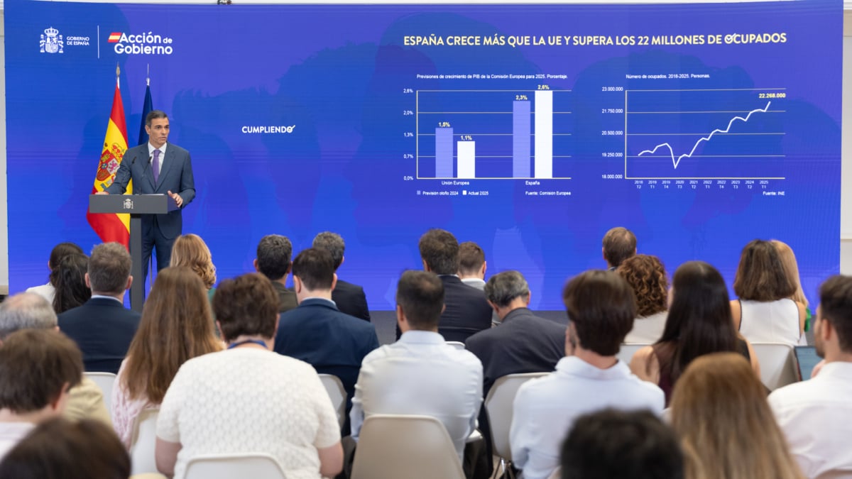 El presidente del Gobierno, Pedro Sánchez, comparece ante los medios de comunicación para hacer balance del curso político, a 28 de julio de 2025, en Madrid (España). Eduardo Parra / Europa Press 28/7/2025