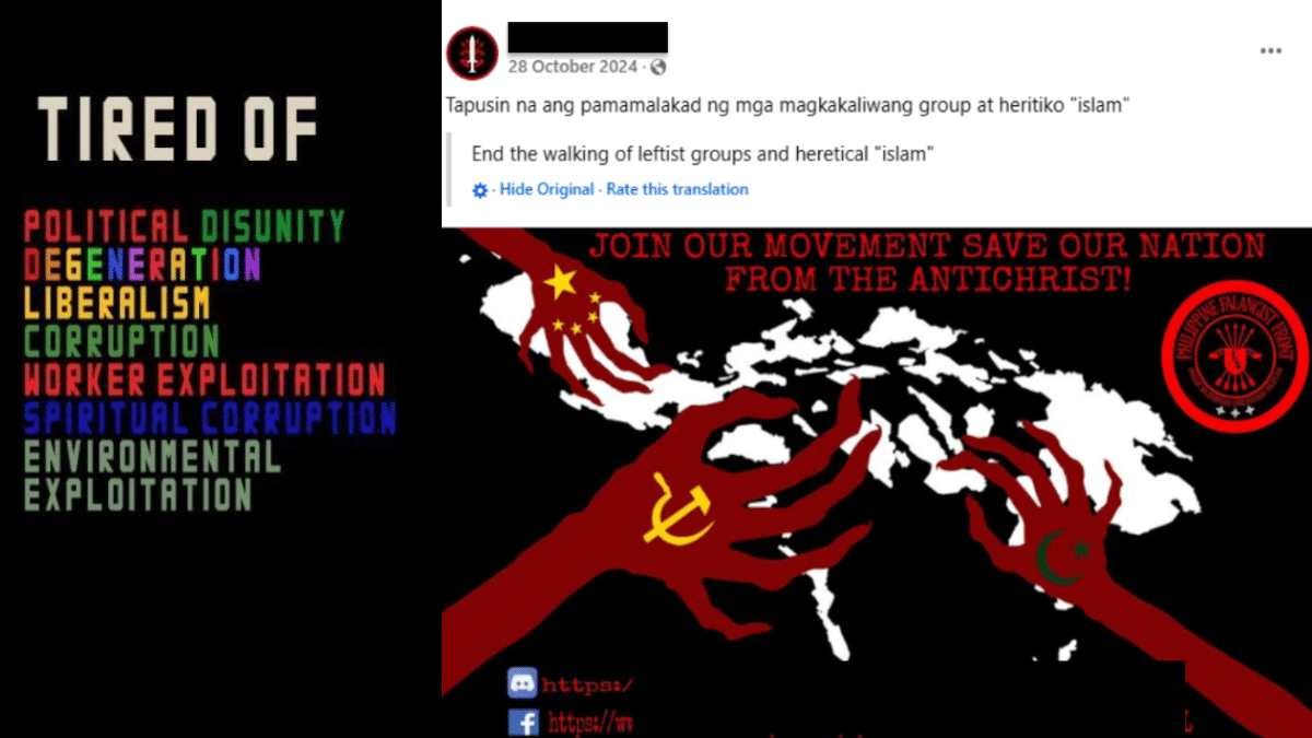 Capturas de la página de Facebook de la Falange Filipina.