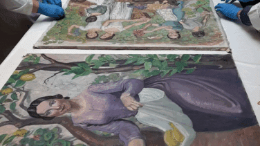 Una pintura inédita de Lola Anglada aparece oculta tras otra obra durante una restauración