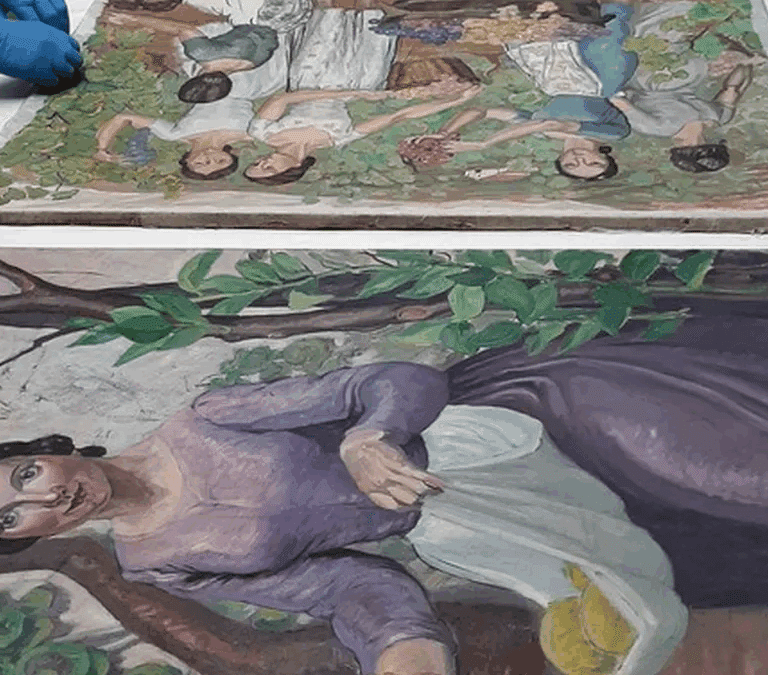 Una pintura inédita de Lola Anglada aparece oculta tras otra obra durante una restauración
