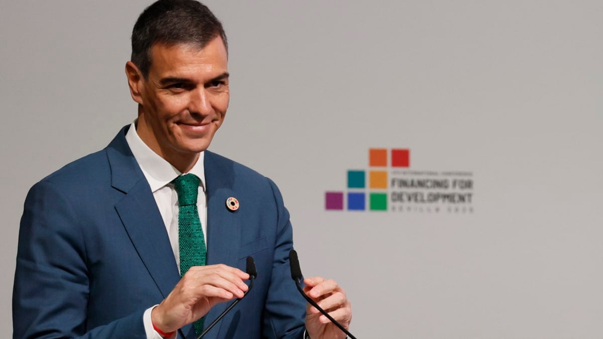 El presidente del Gobierno, Pedro Sánchez interviene este martes en el evento "Invertir en la solidaridad global: una nueva visión de la cooperación para el desarrollo"