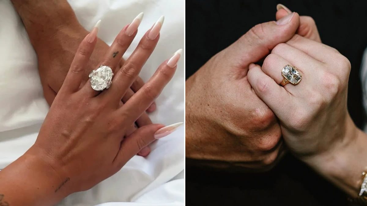Anillos de compromiso, a la izquierda Georgina Rodríguez y a la derecha Taylor Swift.