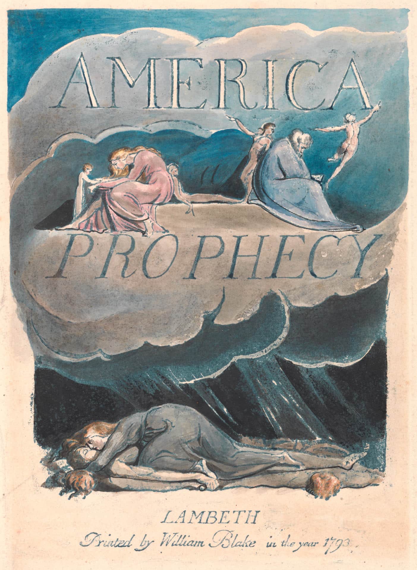 Frontispicio de 'América', poema ilustrado de William Blake.