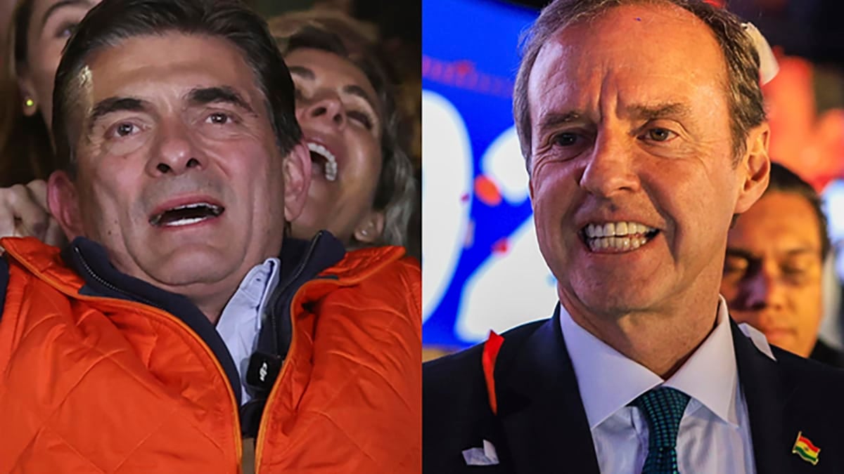 Rodrigo Paz Pereira (i) y Jorge Quiroga, ganadores de la primera vuelta en Bolivia
