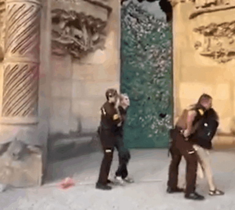 Activistas lanzan tinta a la fachada de la Sagrada Familia para protestar contra el papel de los políticos en los incendios