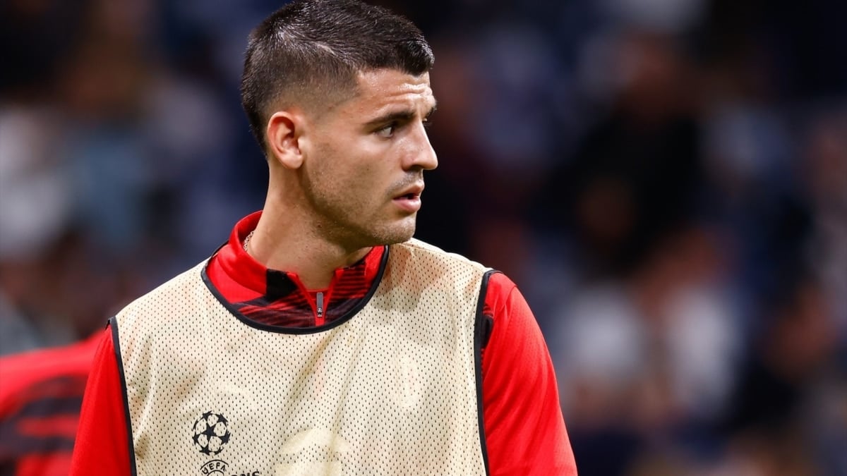 Álvaro Morata en un calentamiento previo a un partido de Uefa Champions League
