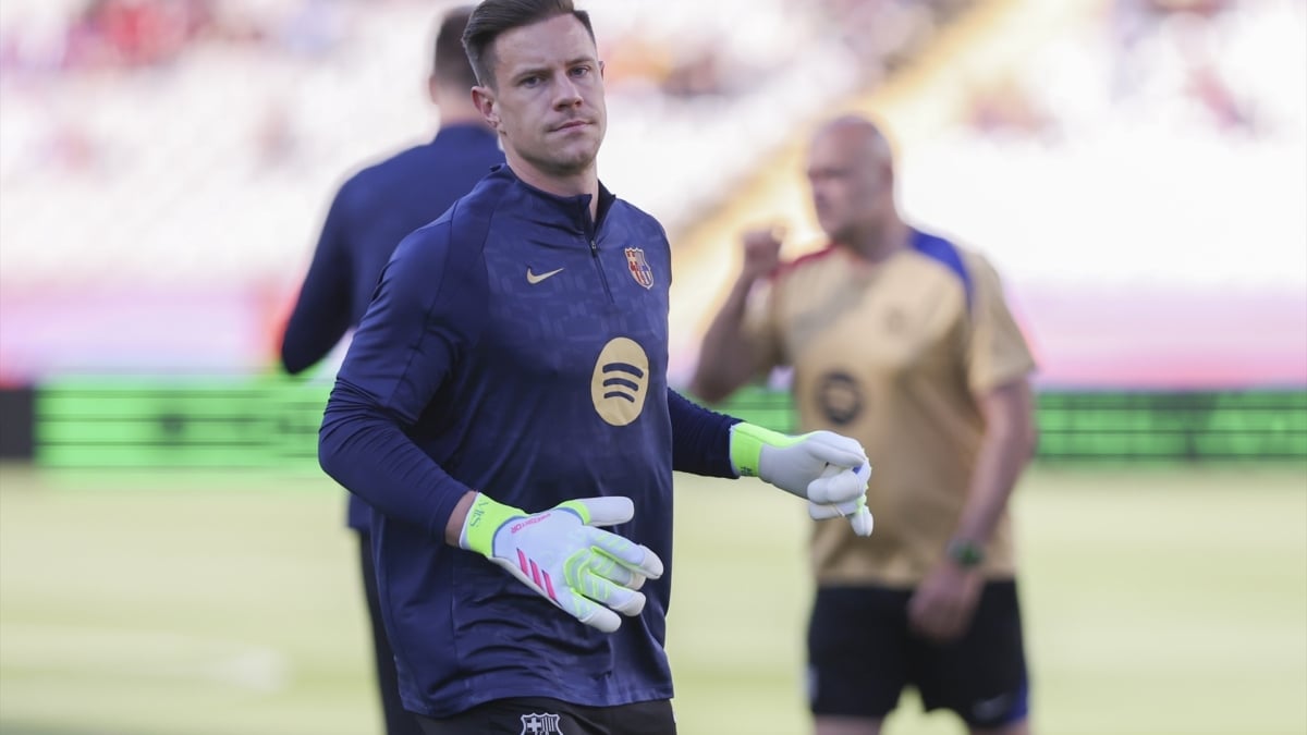 Ter Stegen durante un calentamiento en una fotografía de archivo