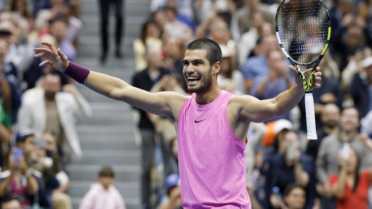 Carlos Alcaraz celebrando su segundo US Open.