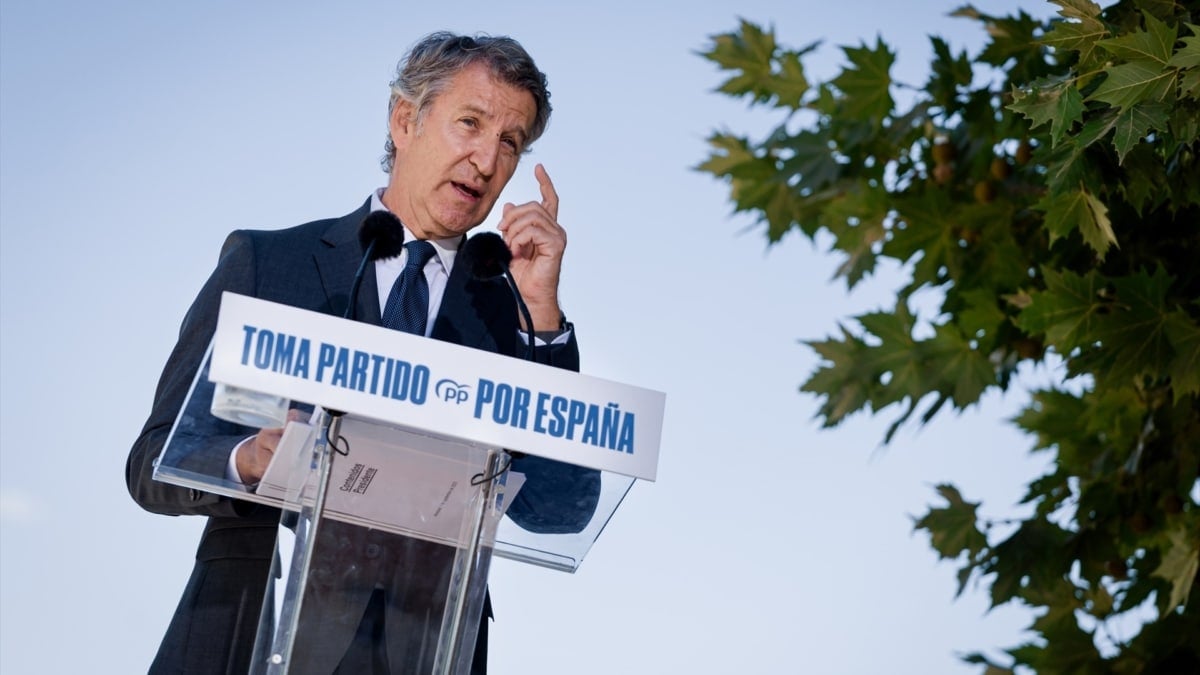 El presidente del PP, Alberto Núñez Feijoo, en una comparecencia desde Aranjuez
