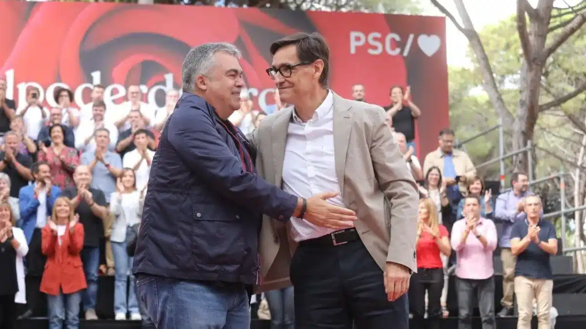 Santos Cerdán y Salvador Illa, en un acto del PSC.