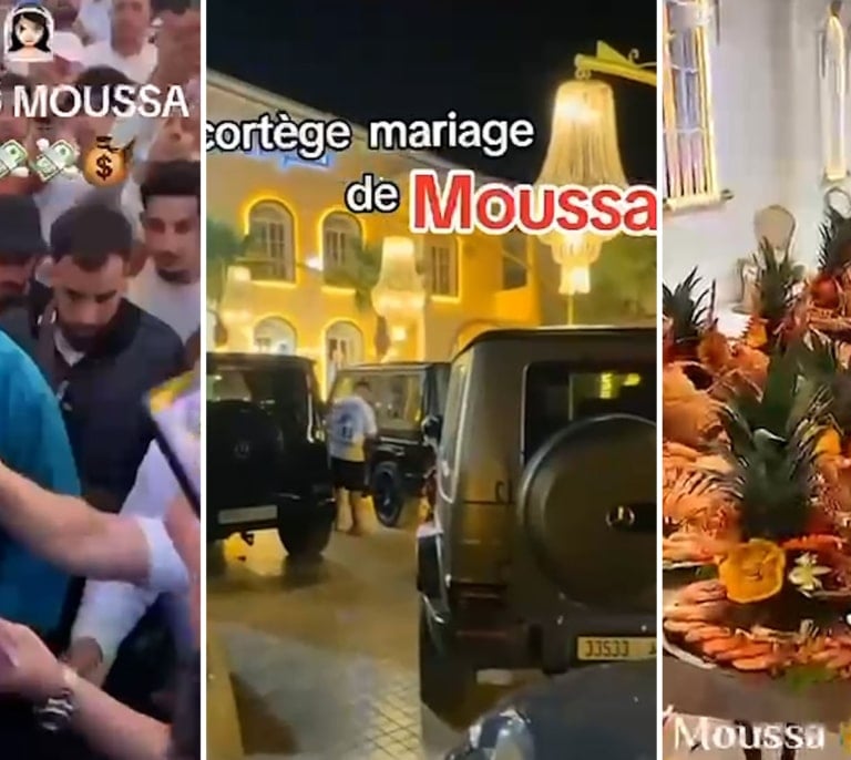 Langostas, lluvia de billetes, kalashnikov y coches de lujo: la espectacular boda del narco Moussa en Marruecos