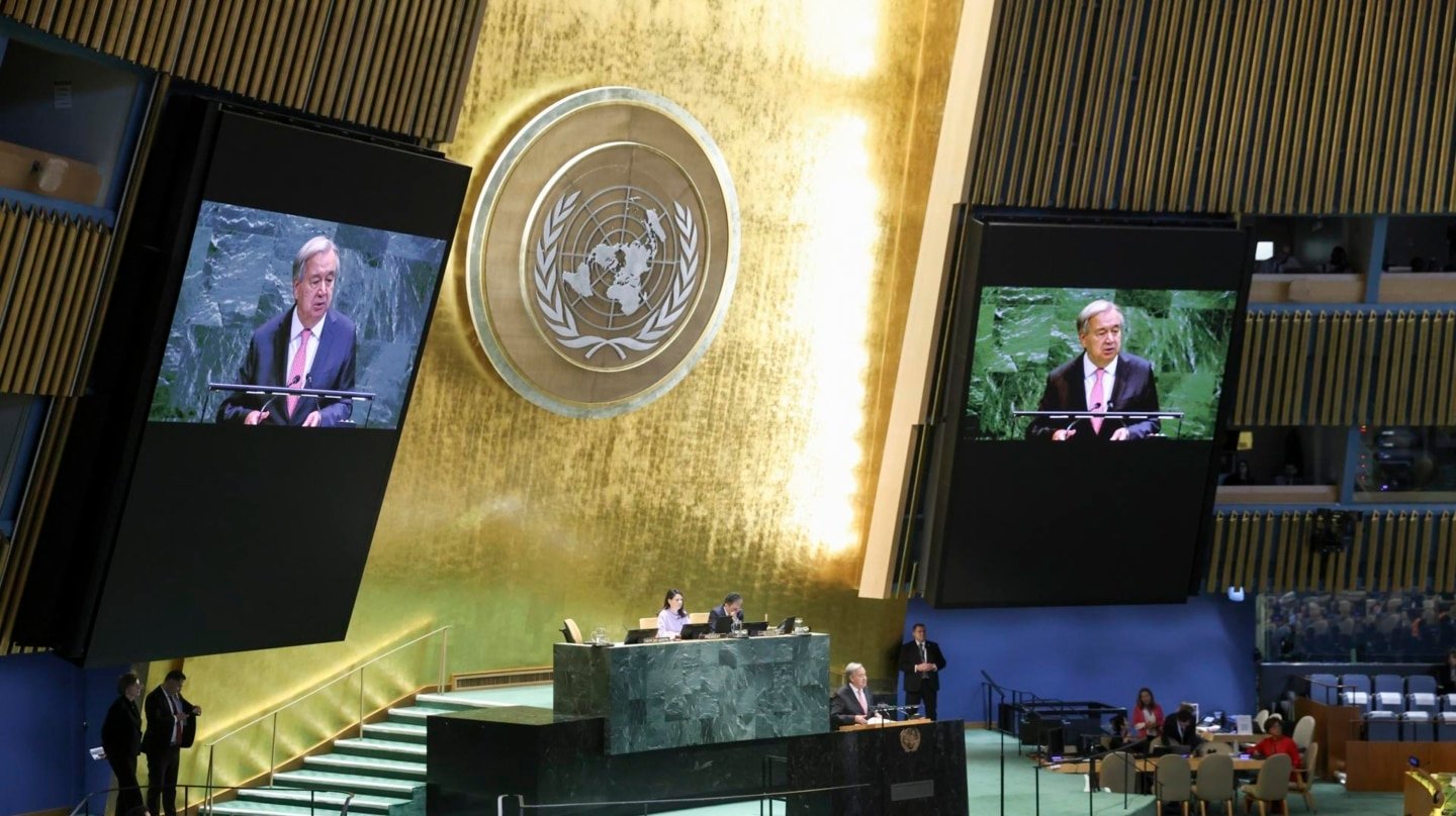El secretario general de la ONU, Antonio Guterres, en la conferencia previa a la Asamblea General