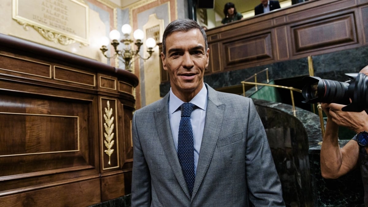 El presidente del Gobierno, Pedro Sánchez, en el primer control al Gobierno del curso, este miércoles en el Congreso