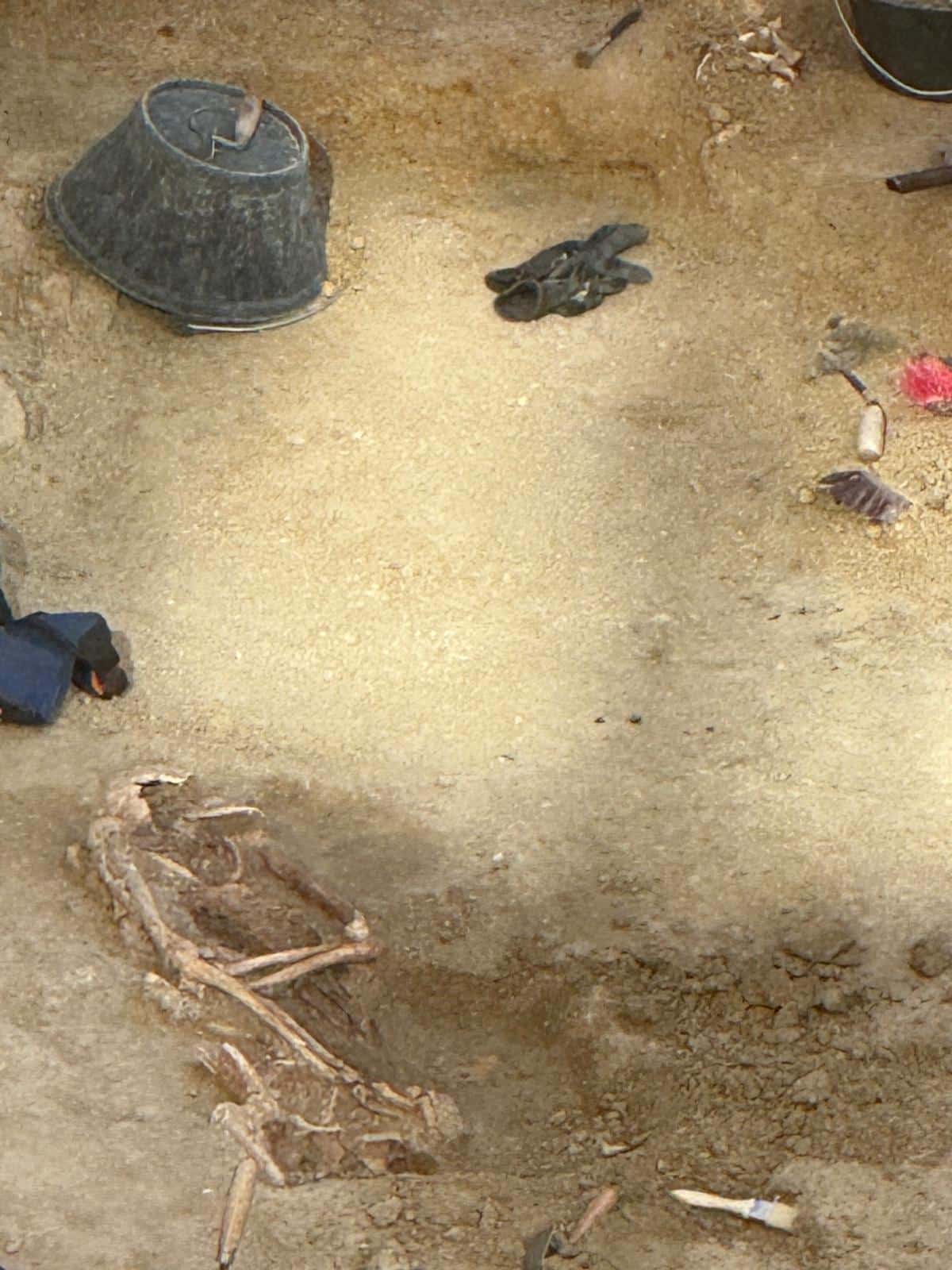 Restos óseos encontrados en las excavaciones de la calle Arapiles