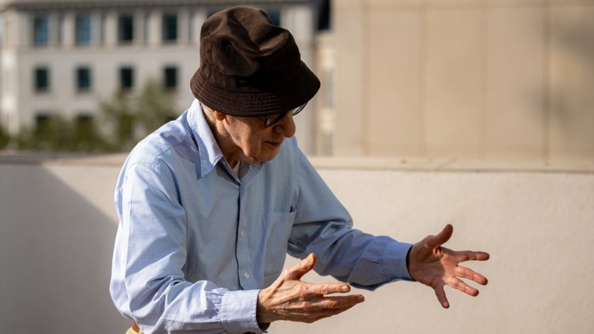 Woody Allen durante su última visita a España, en 2023, para presentar ‘Cuestión de suerte’.