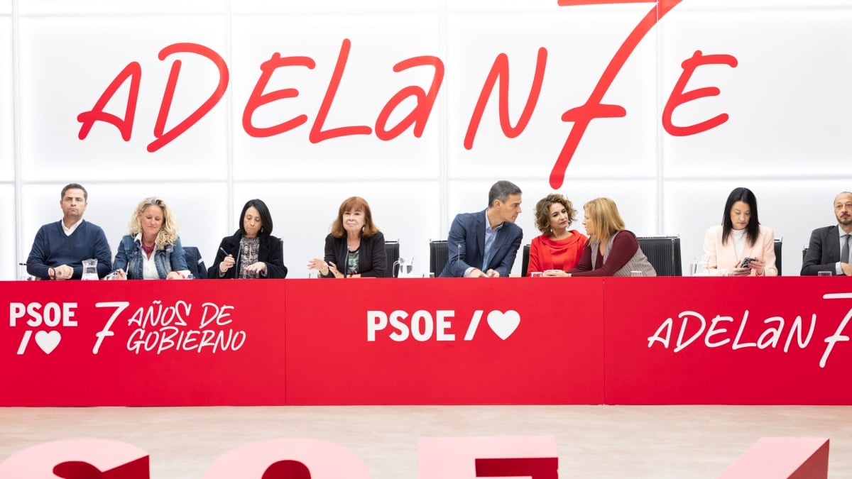 El secretario general del PSOE y presidente del Gobierno, Pedro Sánchez, en la reunión de la ejecutiva de su partido, este 27 de octubre de 2025 en Ferraz.