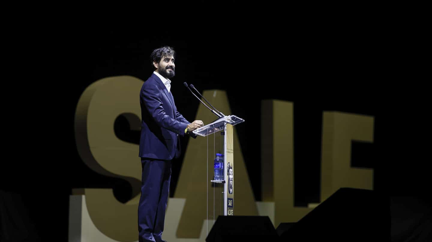 El presidente de Se acabó la fiesta (SALF), en la presentación del partido en el Palacio de Vistalegre este domingo, donde anunció su candidatura a las generales
