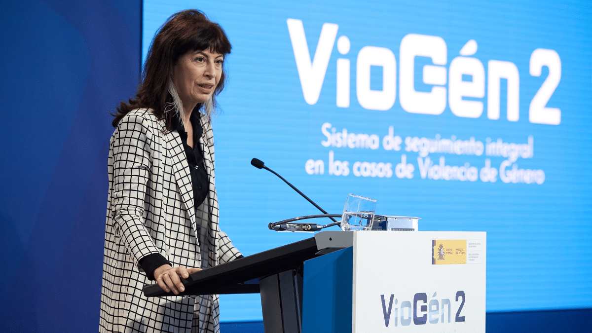 La ministra de Igualdad, Ana Redondo, durante la presentación de Viogén 2 en enero de este año.