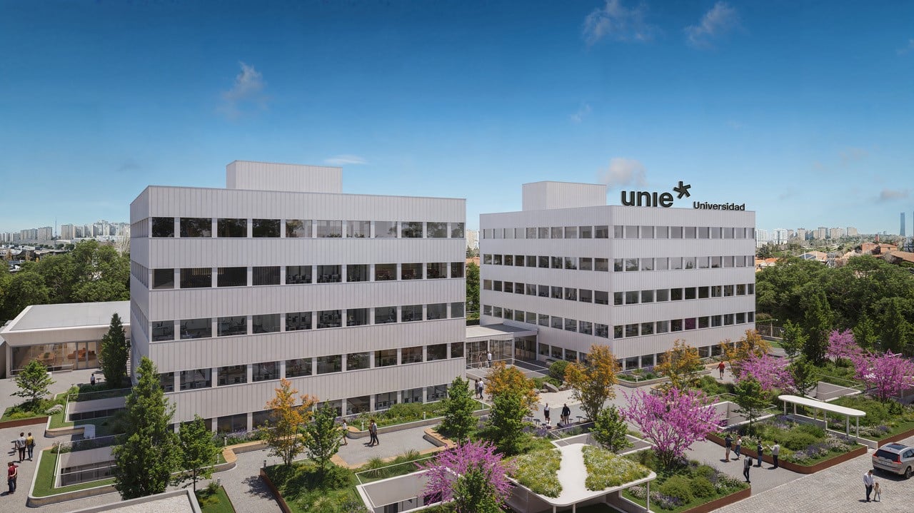 Render del futuro campus de Ciencias de la Salud de UNIE en Madrid.