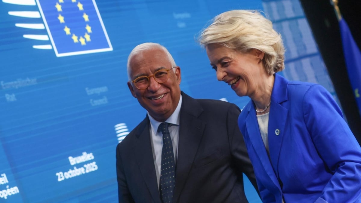 António Costa, presidente del Consejo Europeo, y Ursula von der Leyen, presidenta de la Comisión Europea, en Bruselas