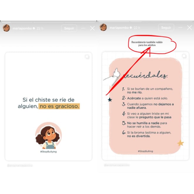 Historias de Instagram publicadas por María Pombo tras las palabras de Laura Escanes