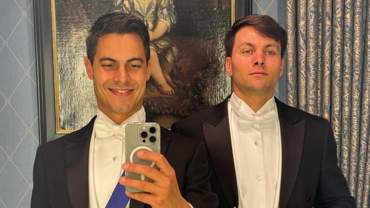 Rob Jetten y Nicolás Keenan, vestidos para una recepción en palacio en una foto compartida en Instagram.