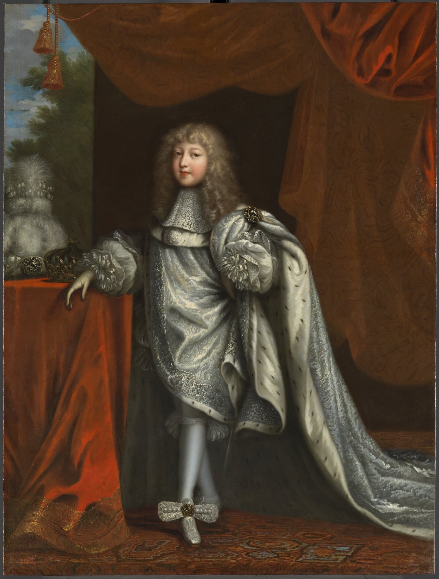 Detalle de Luis de Francia, el Gran Delfín, retrato infantil de Jean Nocret (h. 1668).