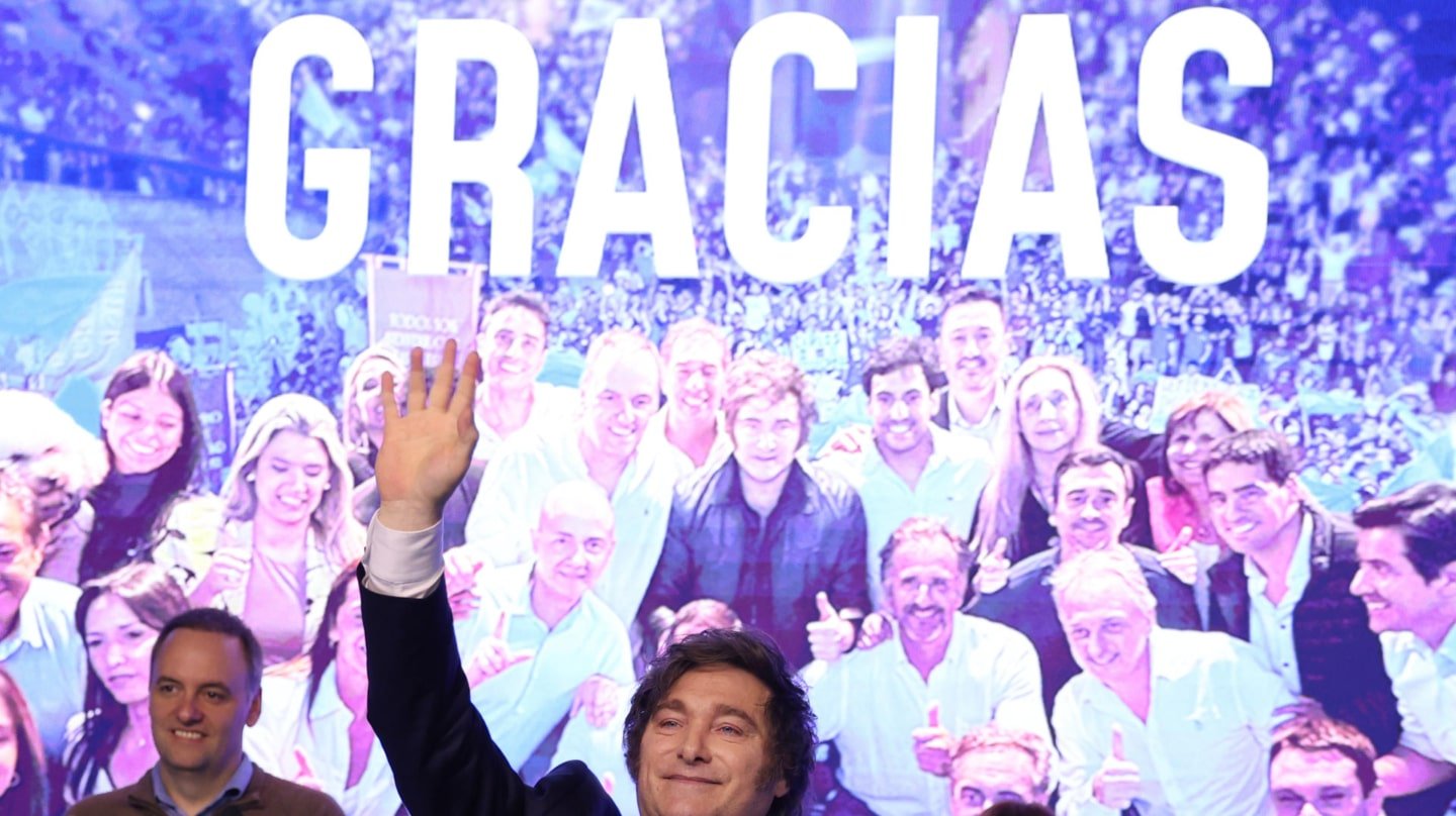 Javier Milei en la celebración en Buenos Aires