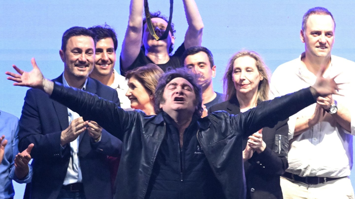 Javier Milei en l último mitin de la campaña en Rosario