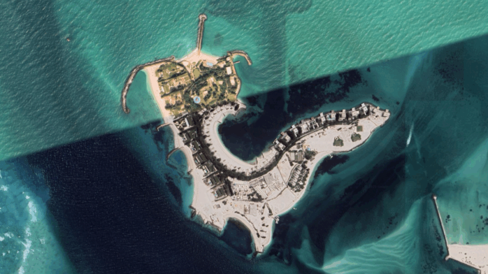 Imagen por satélite de la isla de Nurai donde reside el rey Juan Carlos.