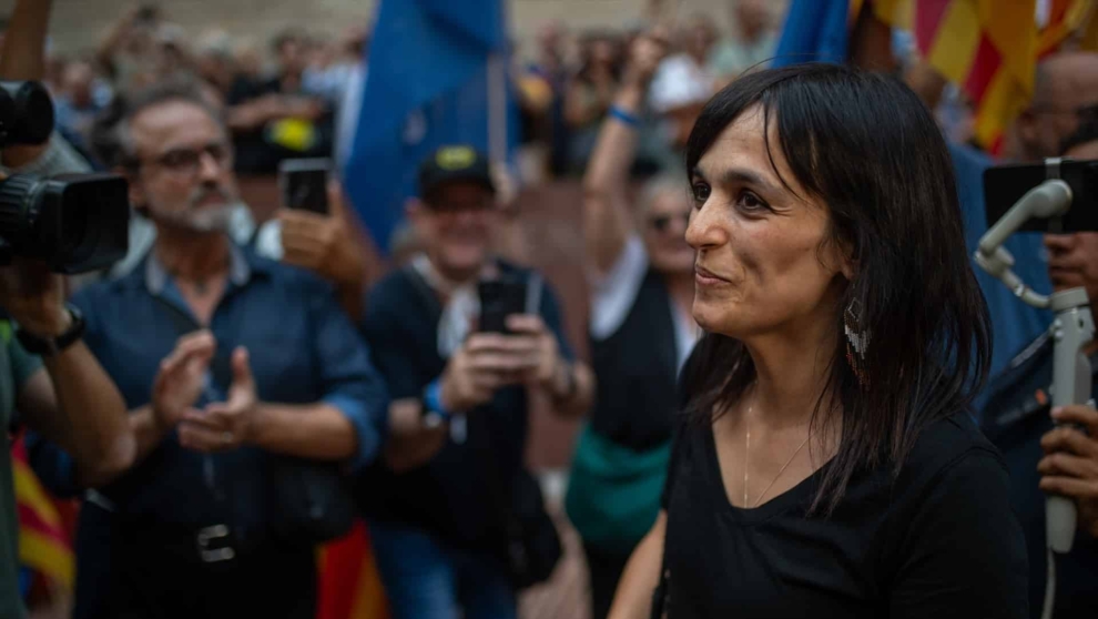 La líder de Aliança Catalana, Sílvia Orriols, durante una ofrenda floral en Barcelona en la Diada, este 10 de septiembre