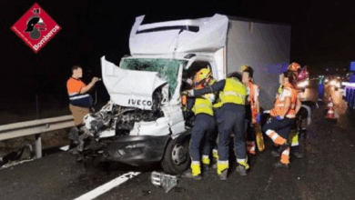 Camionero herido grave tras choque entre dos camiones en la A-7 en Librilla