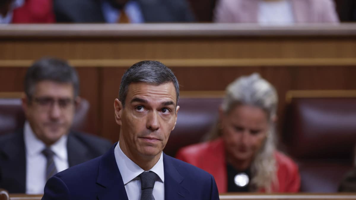 El presidente del Gobierno, Pedro Sánchez, este miércoles en la sesión de control del Congreso