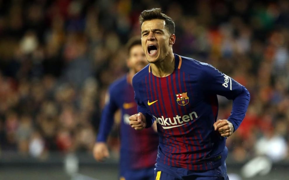 Coutinho celebrando un gol con el FC Barcelona