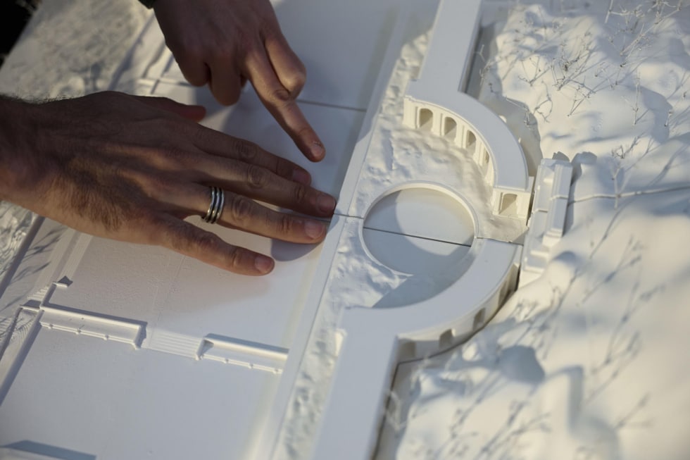 Maqueta del proyecto 'La base y la cruz' que ha sido elegido este martes por un jurado como ganador del concurso internacional .